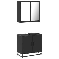 vidaXL Set Mobili da Bagno 2 pz Nero in Legno Multistrato