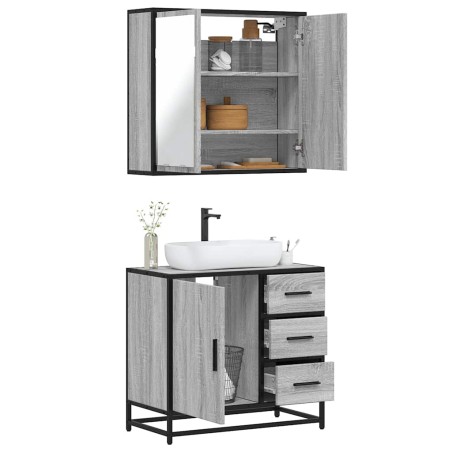 vidaXL Set Mobili da Bagno 2 pz Grigio Sonoma in Legno Multistrato