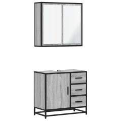 vidaXL Set Mobili da Bagno 2 pz Grigio Sonoma in Legno Multistrato