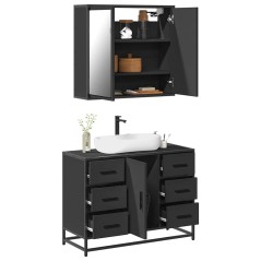 vidaXL Set Mobili da Bagno 2 pz Nero in Legno Multistrato