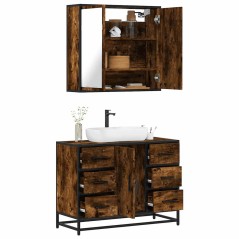 vidaXL Set Mobili da Bagno 2 pz Rovere Fumo in Legno Multistrato