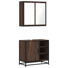 vidaXL Set Mobili da Bagno 2 pz Rovere Marrone in Legno Multistrato