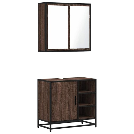 vidaXL Set Mobili da Bagno 2 pz Rovere Marrone in Legno Multistrato