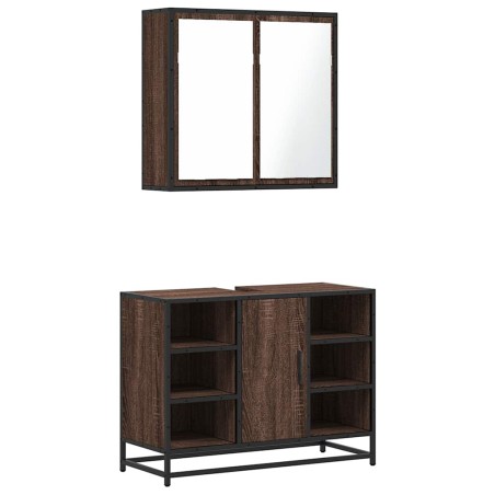 vidaXL Set Mobili da Bagno 2 pz Rovere Marrone in Legno Multistrato
