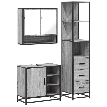 vidaXL Set Mobili da Bagno 3 pz Grigio Sonoma in Legno Multistrato