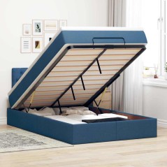 vidaXL Struttura Letto Pouf con Materasso Blu 120x190 cm in Tessuto
