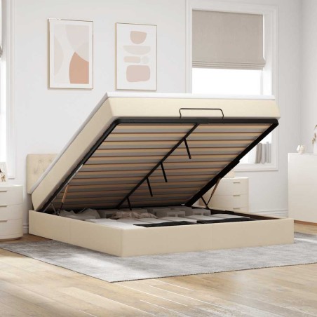 vidaXL Struttura Letto Pouf con Materasso Crema 180x200 cm in Tessuto