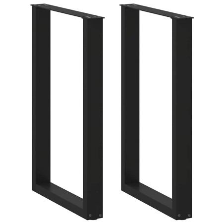 vidaXL Gambe Tavolino da Caffè a U 2 pz Nero 60x(90-91) cm in Acciaio