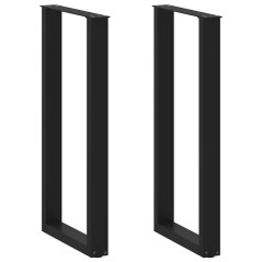 vidaXL Gambe Tavolino da Caffè a U 2 pz Nero 50x(100-101)cm in Acciaio