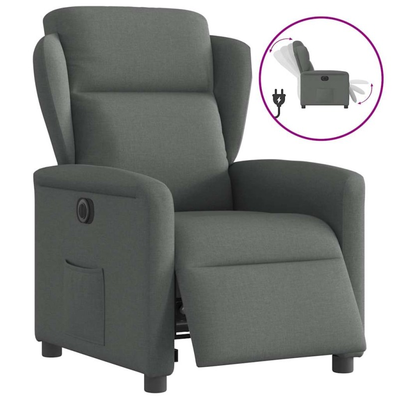 vidaXL Poltrona Elettrica Reclinabile Grigio Scuro in Tessuto