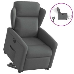 vidaXL Poltrona Alzapersona Reclinabile Elettrica Grigio Scuro Tessuto