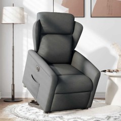 vidaXL Poltrona Alzapersona Reclinabile Elettrica Grigio Scuro Tessuto