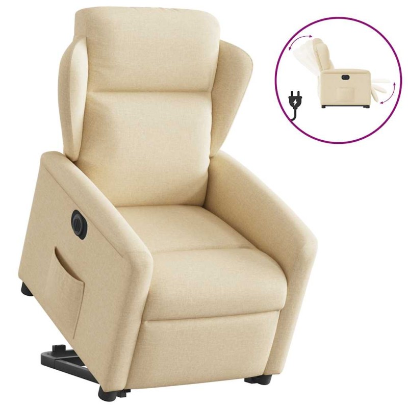 vidaXL Poltrona Alzapersona Reclinabile Elettrica Crema in Tessuto