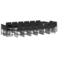 vidaXL Set da Pranzo da Giardino 17 pz con Cuscini Nero in Polyrattan