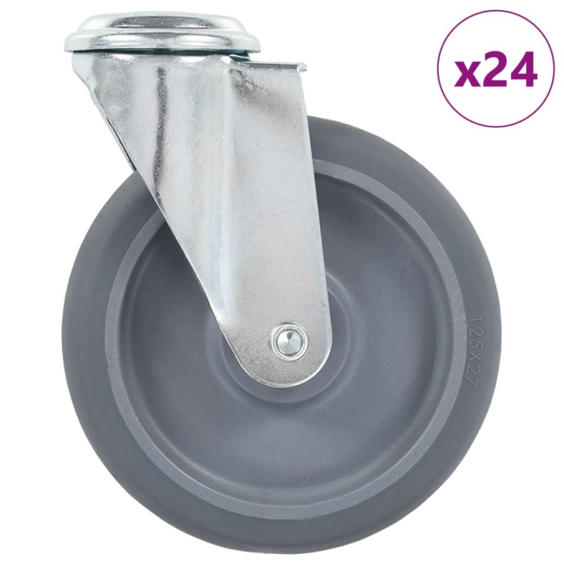 vidaXL Ruote Girevoli con Foro per Bullone 24 pz 125 mm vidaXL Ruote Girevoli con Foro per Bullone 24 pz 125 mm