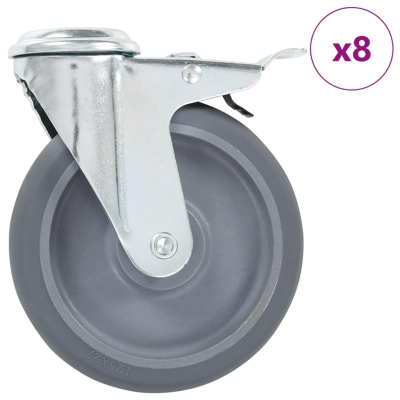 vidaXL Ruote Girevoli con Foro per Bullone 8 pz 125 mm vidaXL Ruote Girevoli con Foro per Bullone 8 pz 125 mm