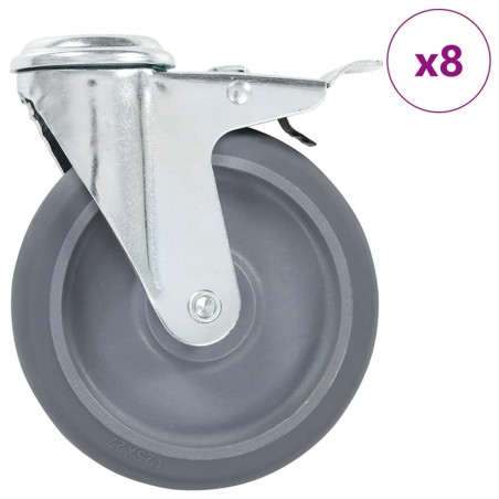 vidaXL Ruote Girevoli con Foro per Bullone 8 pz 125 mm