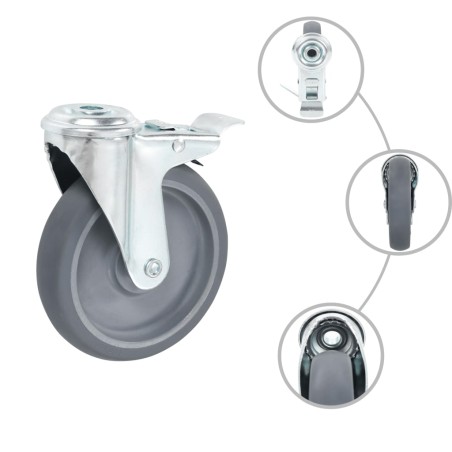 vidaXL Ruote Girevoli con Foro per Bullone 8 pz 125 mm