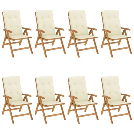 vidaXL Sedie da Giardino Reclinabili con Cuscini 8 pz in Legno di Teak