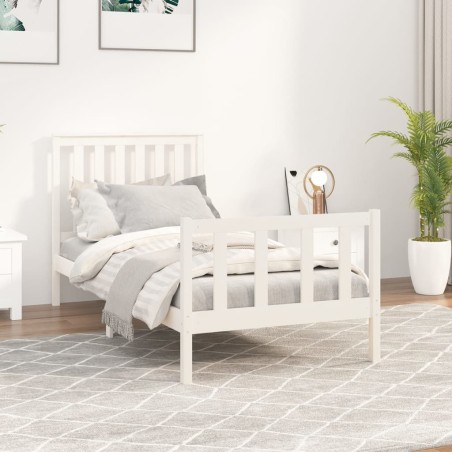 vidaXL Giroletto senza Materasso Bianco 100x200 cm Legno Massello Pino