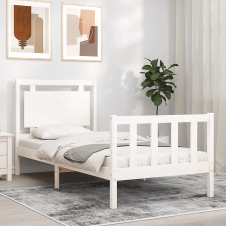 vidaXL Giroletto senza Materasso Bianco 100x200 cm Legno Massello Pino