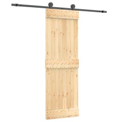 vidaXL Porta Scorrevole con Set Hardware 70x210 cm Legno Massello Pino