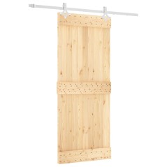 vidaXL Porta Scorrevole con Set Hardware 85x210 cm Legno Massello Pino
