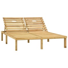 vidaXL Lettino Prendisole Doppio con Cuscini Beige in Pino Impregnato