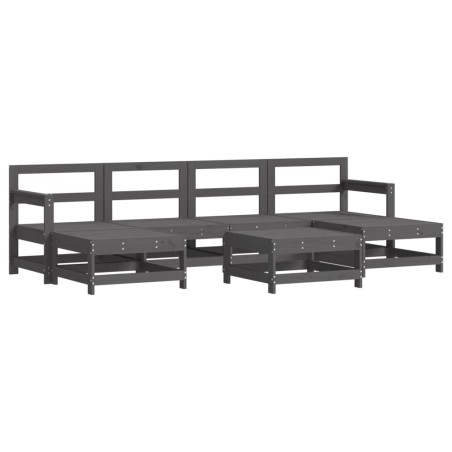 vidaXL Set Salotto da Giardino 7 pz Grigio in Legno Massello di Pino