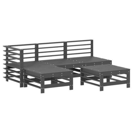 vidaXL Set Salotto da Giardino 5 pz Grigio in Legno Massello di Pino
