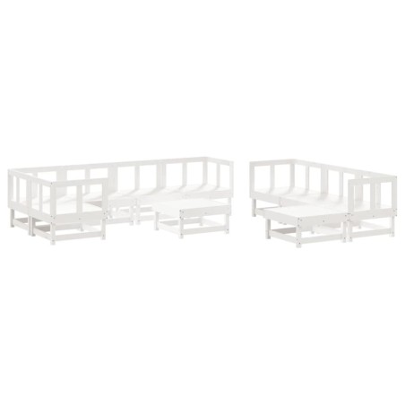 vidaXL Set Salotto da Giardino 10 pz Bianco in Legno Massello di Pino