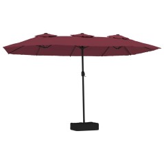 vidaXL Ombrellone a Doppia Testa con LED Rosso Bordeaux 449x245 cm