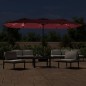 vidaXL Ombrellone a Doppia Testa con LED Rosso Bordeaux 449x245 cm vidaXL Ombrellone a Doppia Testa con LED Rosso Bordeaux 449x245 cm