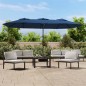 vidaXL Ombrellone a Doppia Testa con LED Azzurro 449x245 cm vidaXL Ombrellone a Doppia Testa con LED Azzurro 449x245 cm
