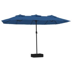 vidaXL Ombrellone a Doppia Testa con LED Azzurro 449x245 cm
