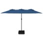vidaXL Ombrellone a Doppia Testa con LED Azzurro 449x245 cm vidaXL Ombrellone a Doppia Testa con LED Azzurro 449x245 cm