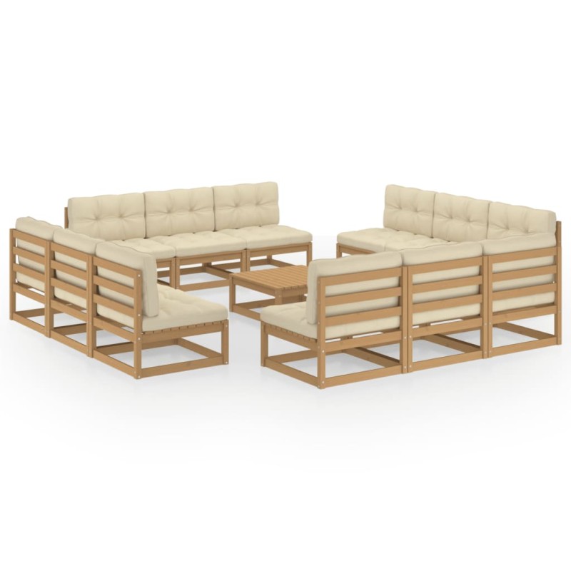 vidaXL Set Divani da Giardino 13 pz con Cuscini Legno Massello di Pino vidaXL Set Divani da Giardino 13 pz con Cuscini Legno Massello di Pino