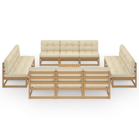 vidaXL Set Divani da Giardino 13 pz con Cuscini Legno Massello di Pino