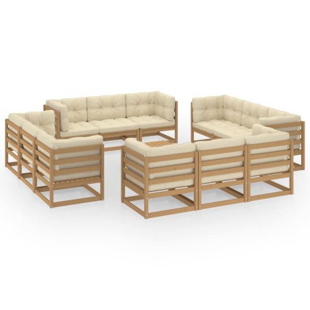 vidaXL Set Divani da Giardino 13 pz con Cuscini Legno Massello di Pino