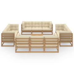 vidaXL Set Divani da Giardino 13 pz con Cuscini Legno Massello di Pino