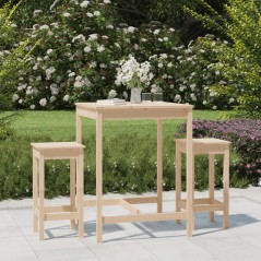 vidaXL Set Bar da Giardino 3 pz in Legno Massello di Pino
