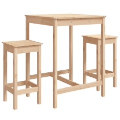 vidaXL Set Bar da Giardino 3 pz in Legno Massello di Pino