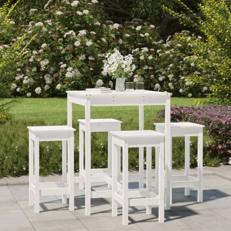 vidaXL Set Bar da Giardino 5 pz Bianco in Legno Massello di Pino