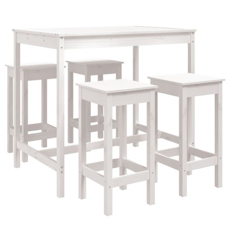 vidaXL Set Bar da Giardino 5 pz Bianco in Legno Massello di Pino