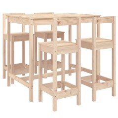 vidaXL Set Bar da Giardino 5 pz in Legno Massello di Pino