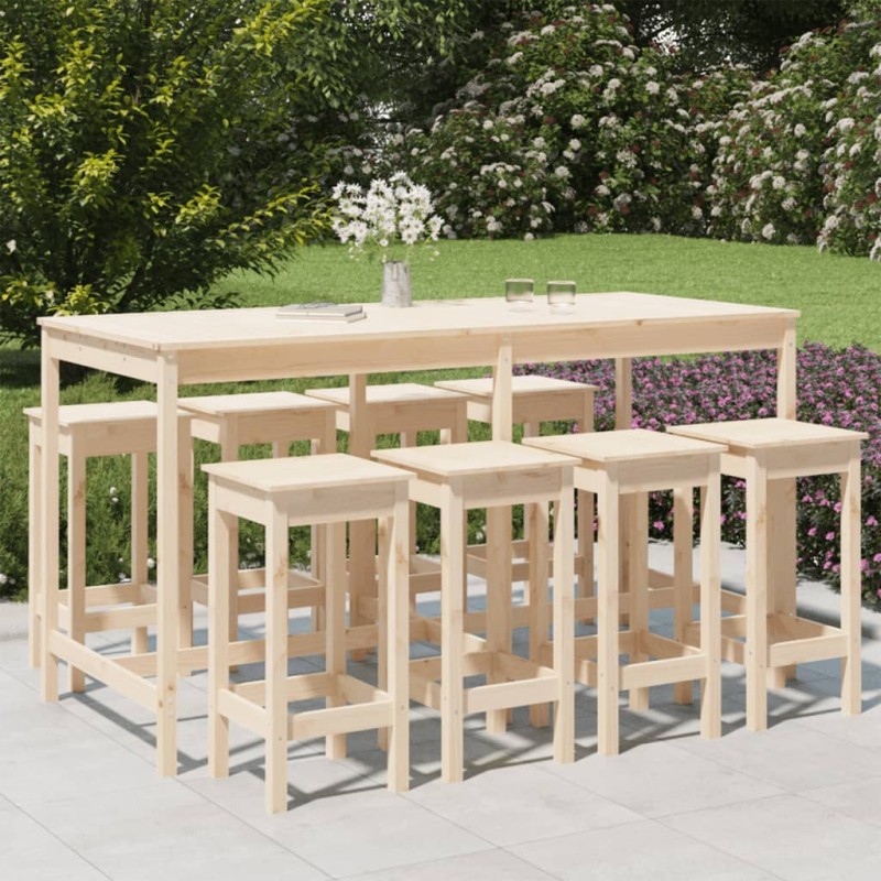 vidaXL Set Bar da Giardino 9 pz in Legno Massello di Pino vidaXL Set Bar da Giardino 9 pz in Legno Massello di Pino