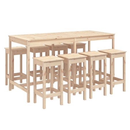 vidaXL Set Bar da Giardino 9 pz in Legno Massello di Pino