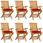 vidaXL Sedie da Giardino con Cuscini Rossi 6 pz in Massello di Teak vidaXL Sedie da Giardino con Cuscini Rossi 6 pz in Massello di Teak