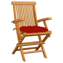 vidaXL Sedie da Giardino con Cuscini Rossi 6 pz in Massello di Teak