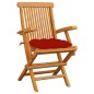 vidaXL Sedie da Giardino con Cuscini Rossi 6 pz in Massello di Teak vidaXL Sedie da Giardino con Cuscini Rossi 6 pz in Massello di Teak